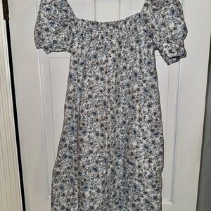 J. Crew Blue Floral Smocked Dress